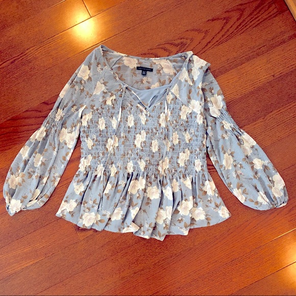 XS American Eagle Flower Print Peasant Top - Picture 1 of 5